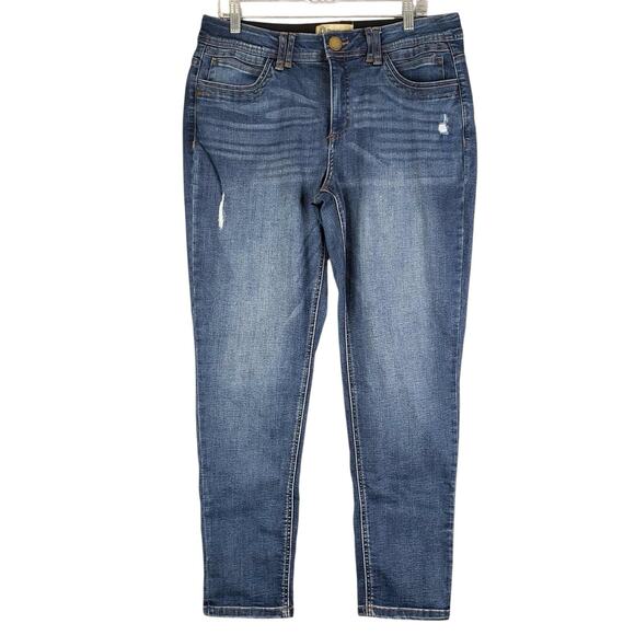 Democracy AB Technology Jeans Womens Size 12 Blue Distressed Skinny Stretch - Picture 2 of 10